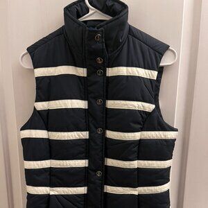 Nautica Women's Navy and White Striped Vest With Embellished anchor snaps Small